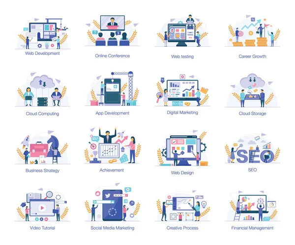 Commerce Platte Illustraties Met Een Verscheidenheid Aan Visuals Kwalitatief Hoogwaardig — Stockvector