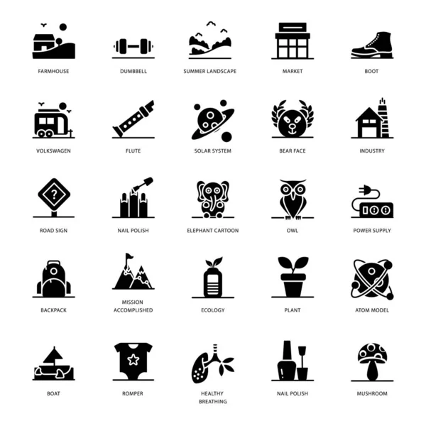 Presentamos Paquete Iconos Glifo Construcción Para Proyecto Diseño Los Vectores — Vector de stock