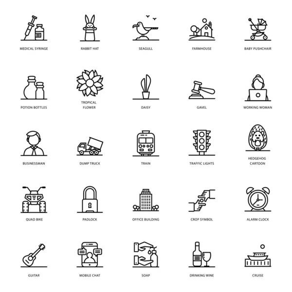 Presentamos Pack Iconos Línea Para Proyecto Diseño Los Vectores Editables — Vector de stock