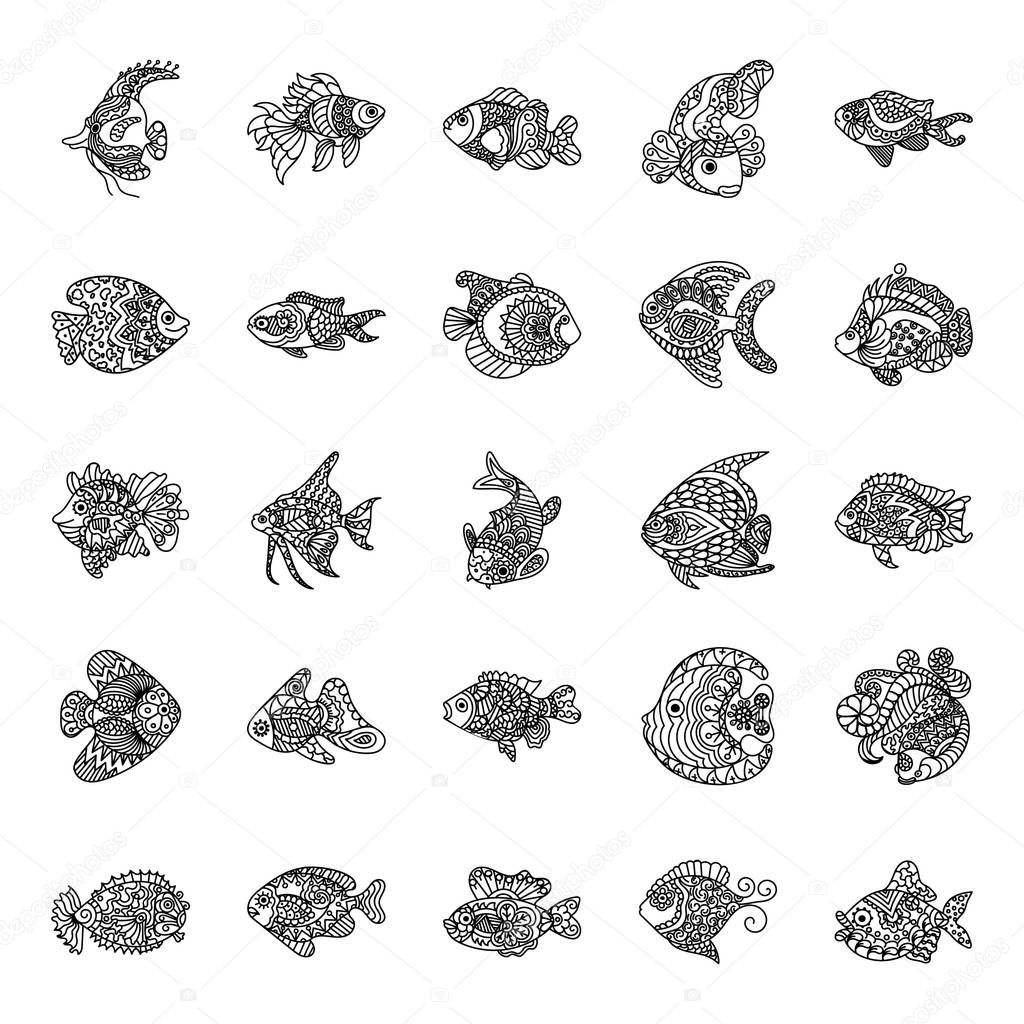 Fish drawing vectors pack is designed in zentangle style which can be used in any of your relevant design assignment as per your choice. Hope you will like downloading it.