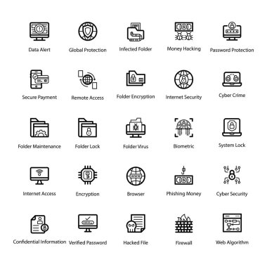 Siber suç vektörleri burada mobil ve web grafikleri için satır tasarımı bulunmaktadır. Güncellenebilir biçimde olan bu internet güvenlik simgelerini indirmekiçin çekinmeyin. Keyfini!