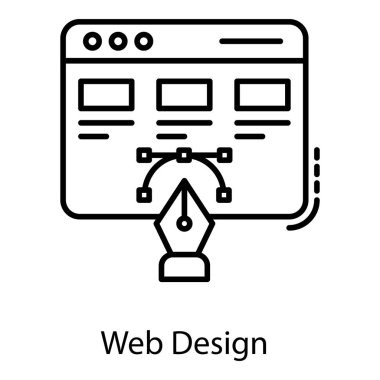 Web tasarım çizgisi simge vektörü