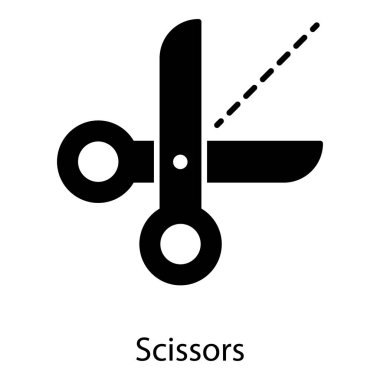 Makas katı simge vektör tasarımı