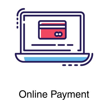 Düz tasarımda çevrimiçi ödeme simgesi 