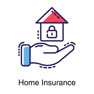 Ev sigortası düz simge vektör 