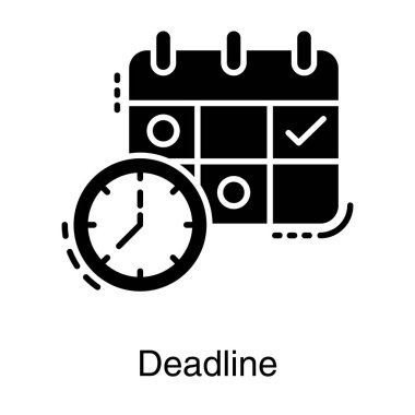 Son teslim tarihi katı vektör simgesi 