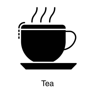 Sıcak çay fincanı katı simge vektörü 