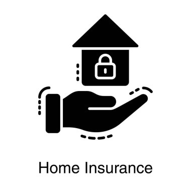 Ev sigortası katı simge vektör 