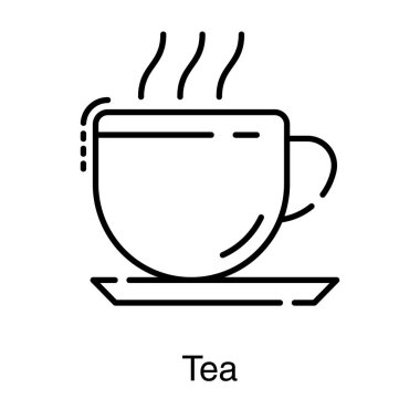 Sıcak çay fincanı çizgi simgesi vektörü 