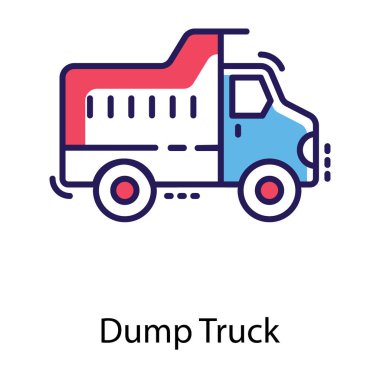 Düz tasarımda damperli kamyon simgesi.