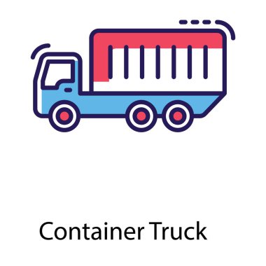 Konteyner kamyon düz tasarım simgesi.