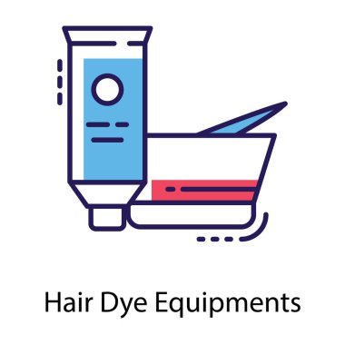 Saç boyası ekipmanlarıdüz simgesi 