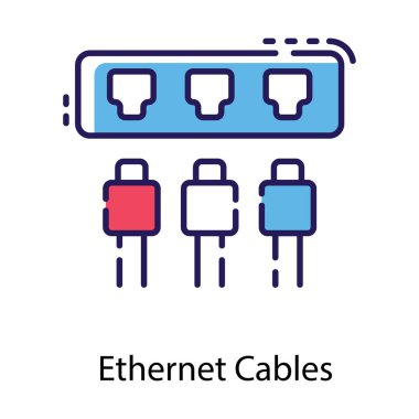 Düz tasarımda Ethernet kabloları vektörü 