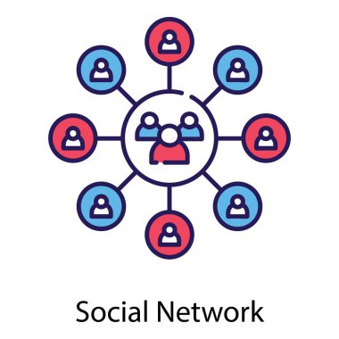 Düz tasarımda sosyal ağ vektörü 