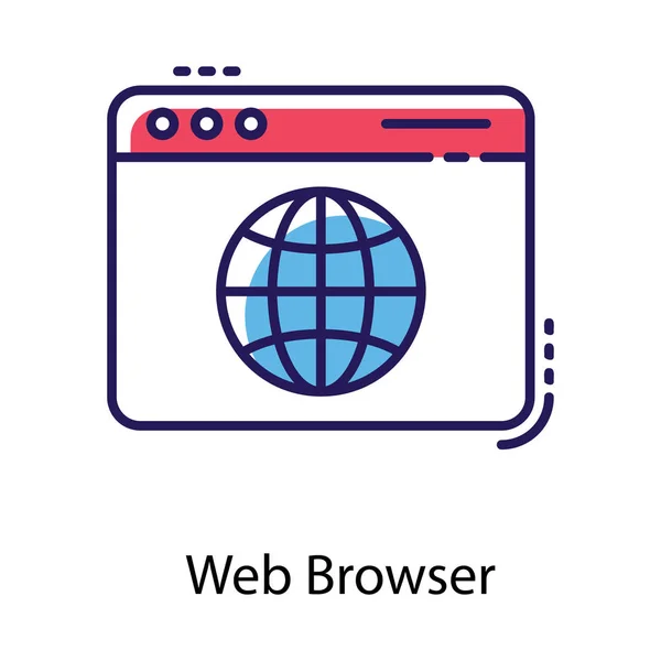 Ikona Webového Prohlížeče Plochém Vektoru — Stockový vektor