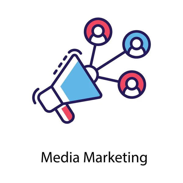 Media Marketing Flat Icon Vector — Stock Vector