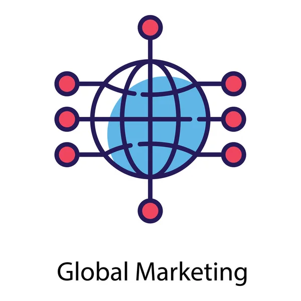 Ícone Marketing Global Vetor Plano — Vetor de Stock