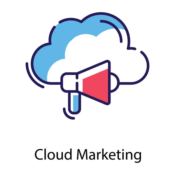 Cloud Marketing Design Vetor Ícone Plana — Vetor de Stock