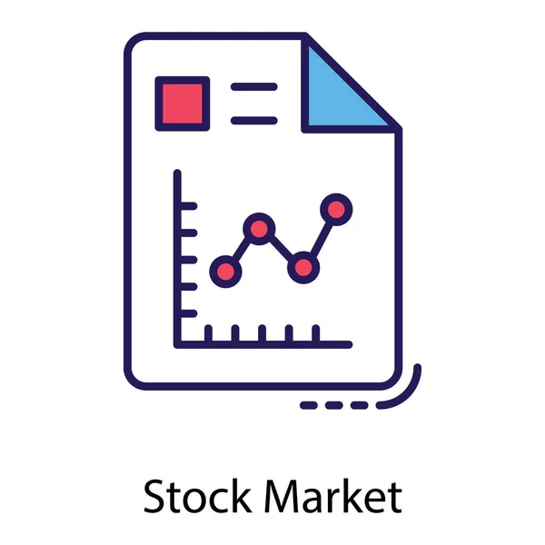 平面矢量中股票市场报告的图标 — 图库矢量图片