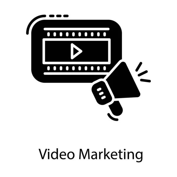 Video Marketing Solid Icon Vector — Stock Vector