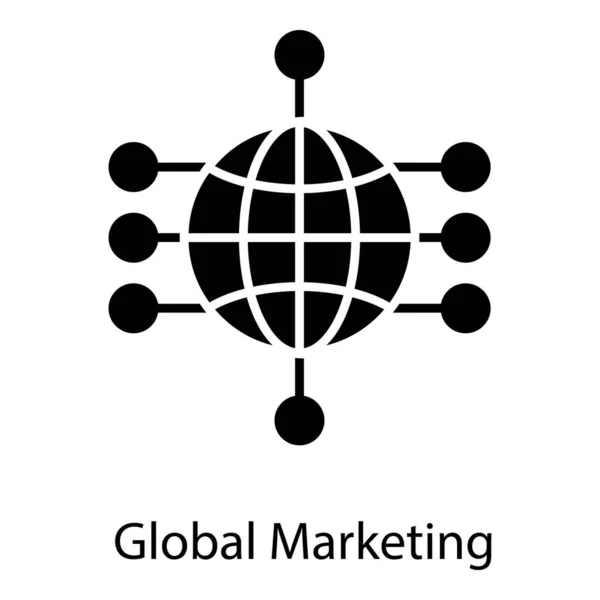 Icono Marketing Global Vector Sólido — Vector de stock