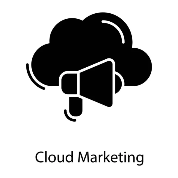 Cloud Marketing Design Vetor Ícone Sólido — Vetor de Stock