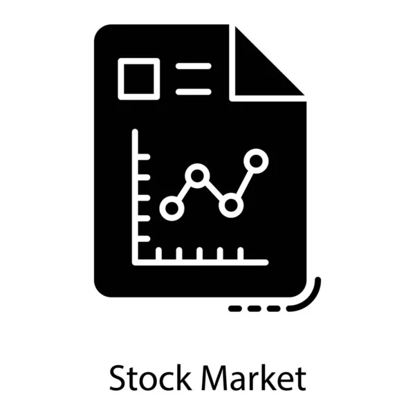 固体矢量中的股票市场报告图标 — 图库矢量图片