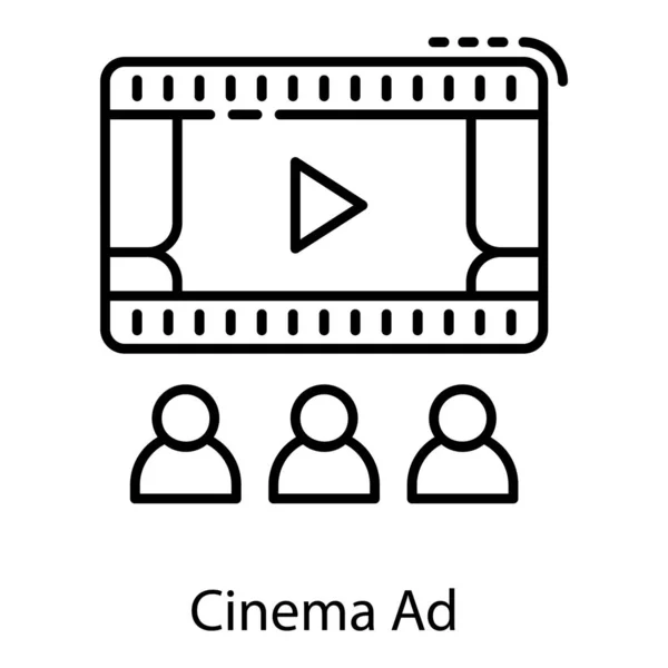 Εικονίδιο Διαφήμισης Αίθουσα Κινηματογράφου Γραμμή — Διανυσματικό Αρχείο