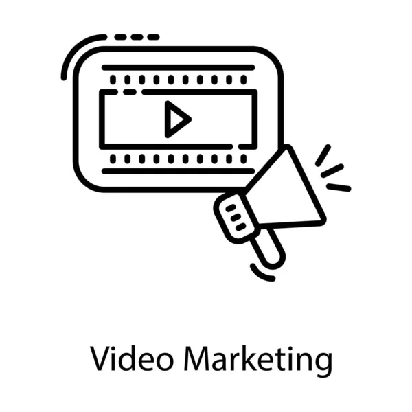 Video Marketing Line Icon Vector — Stock Vector