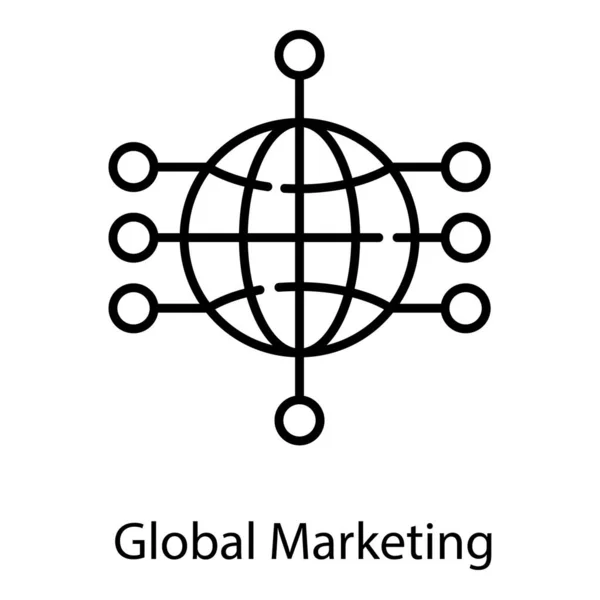 Icono Marketing Global Línea Vector — Vector de stock