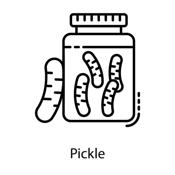 Diseño Línea Vectorial Tarro Pickle — Vector de stock