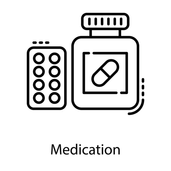 Medicina Botella Vector Línea Diseño — Vector de stock