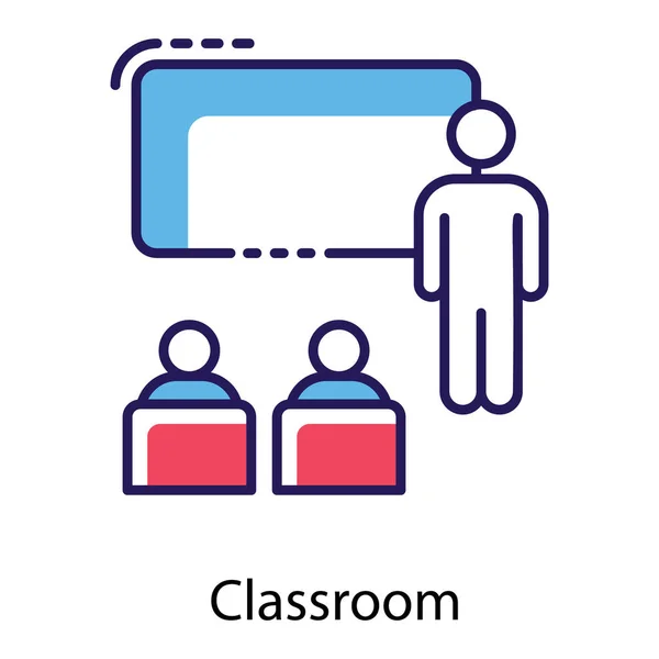 Classroom Hall Flat Icon Vector — Stock Vector