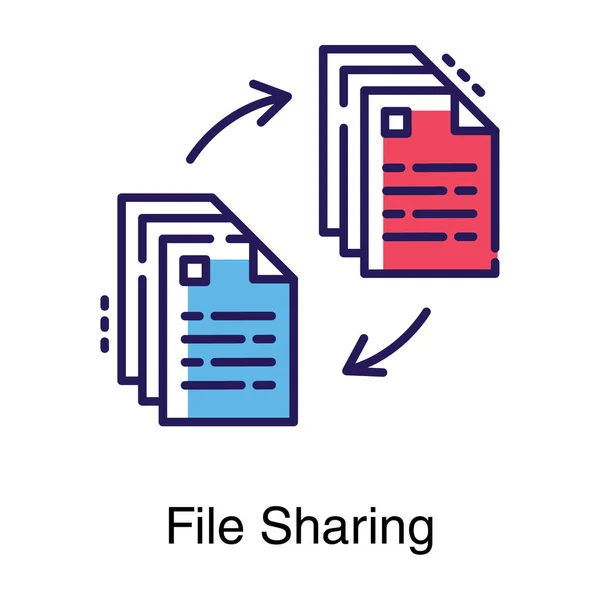 Partage Fichiers Vecteur Icône Plate — Image vectorielle