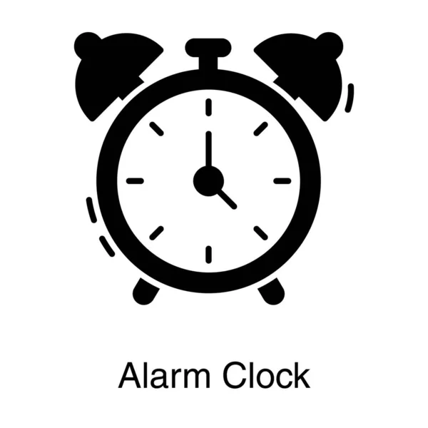 Reloj Despertador Sólido Icono Vector — Vector de stock