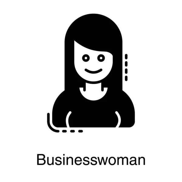Icône Businesswoman Dans Vecteur Solide — Image vectorielle