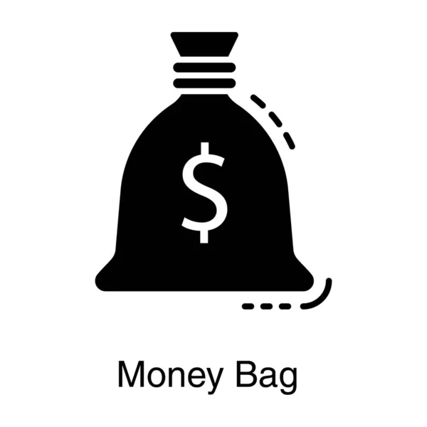 Money Sack Solid Icon — Stock Vector