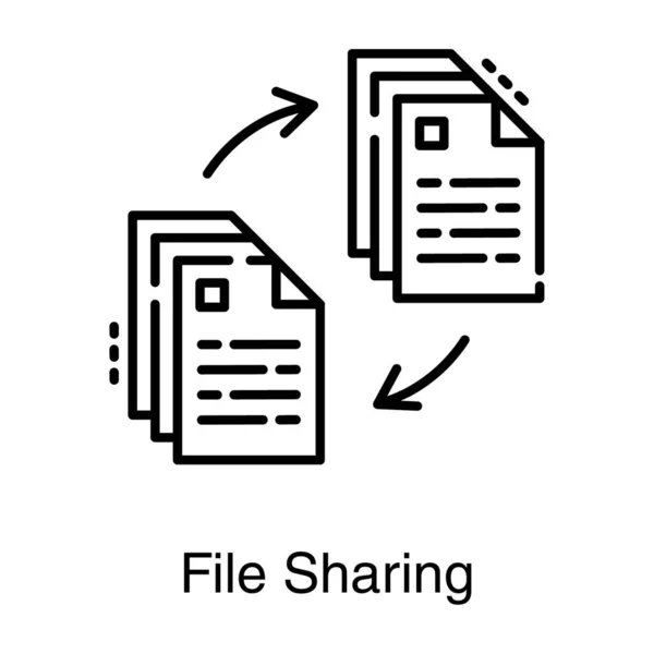 Vecteur Icône Ligne Partage Fichiers — Image vectorielle