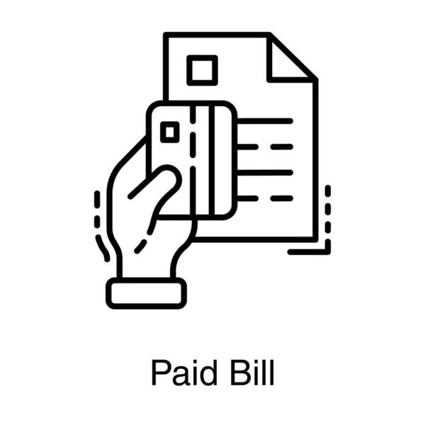 Pagado Factura Línea Icono Vector — Archivo Imágenes Vectoriales