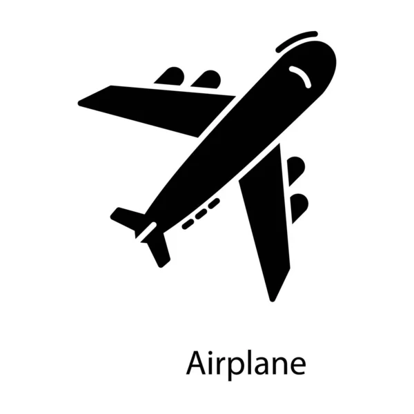 Diseño Sólido Del Icono Del Avión — Vector de stock