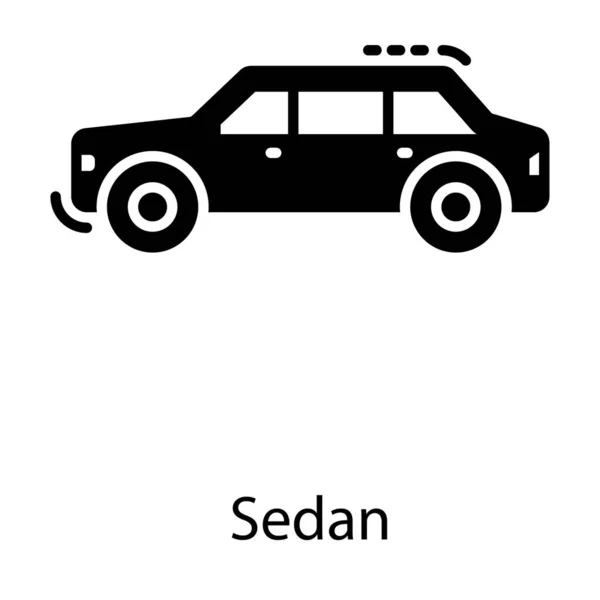Icon Sedan Car Glyph Design — Stock Vector