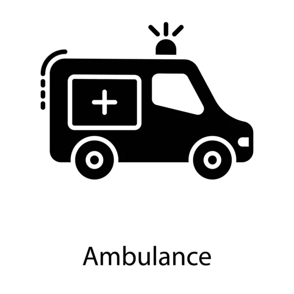 Transporte Médico Ambulância Glifo Vetor —  Vetores de Stock