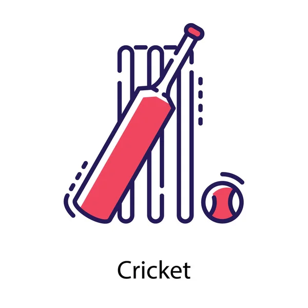 Cricket Spiel Ausrüstung Vektor Design — Stockvektor