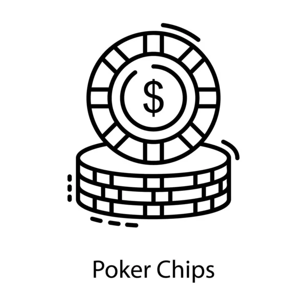 Vektor Für Pokerchips Liniendesign — Stockvektor