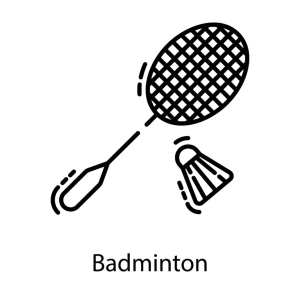 Raquette Badminton Vecteur Dans Conception Ligne — Image vectorielle