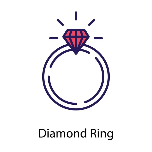 Diamond Ring Icoon Plat Ontwerp — Stockvector