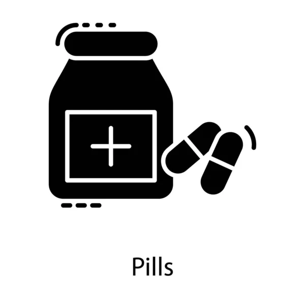 Medicine Jar Glyph Icon — Stock Vector