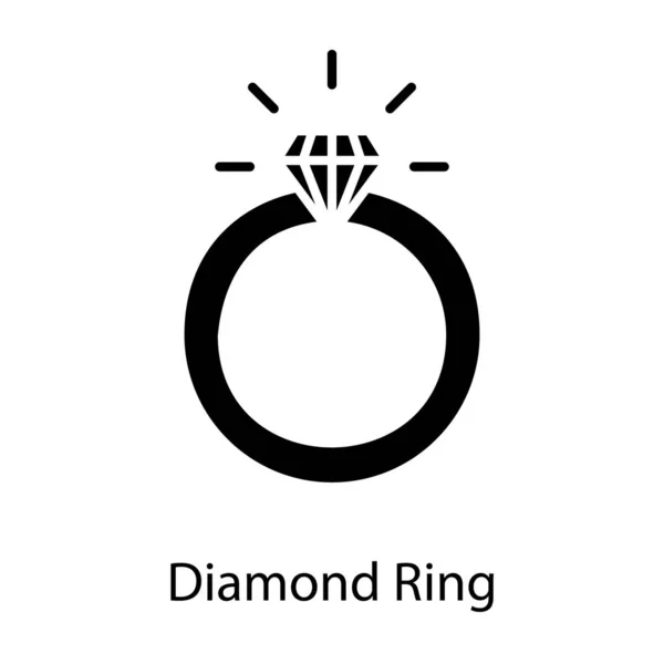 Diamanten Ring Icoon Glyph Ontwerp — Stockvector