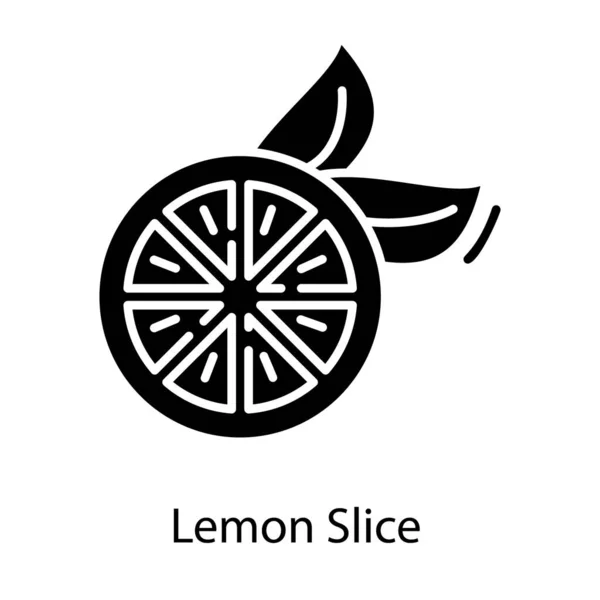 Diseño Glifo Icono Rodaja Limón — Vector de stock
