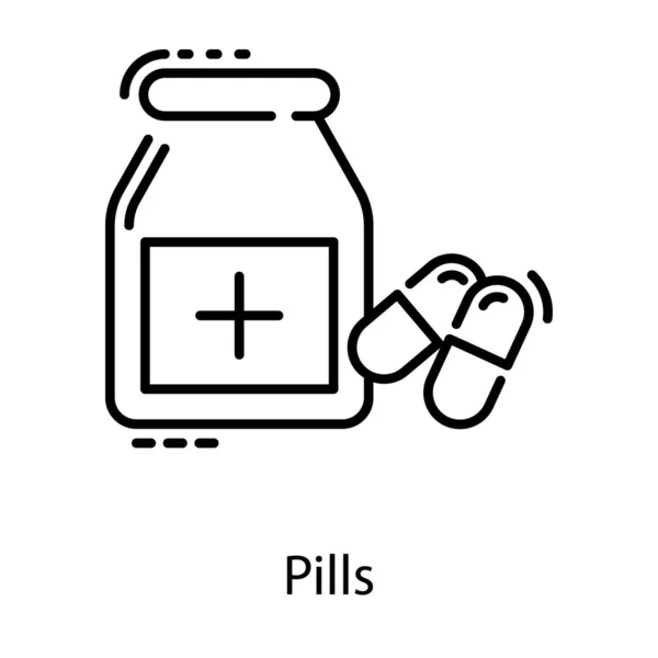 Frasco Medicina Ícone Linha —  Vetores de Stock